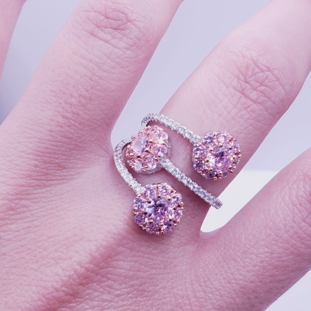 Pink Ice Triple Flower Ring - Picture 3 of 10